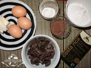 ingredienti del tortino di cioccolato fondente con cuore morbido